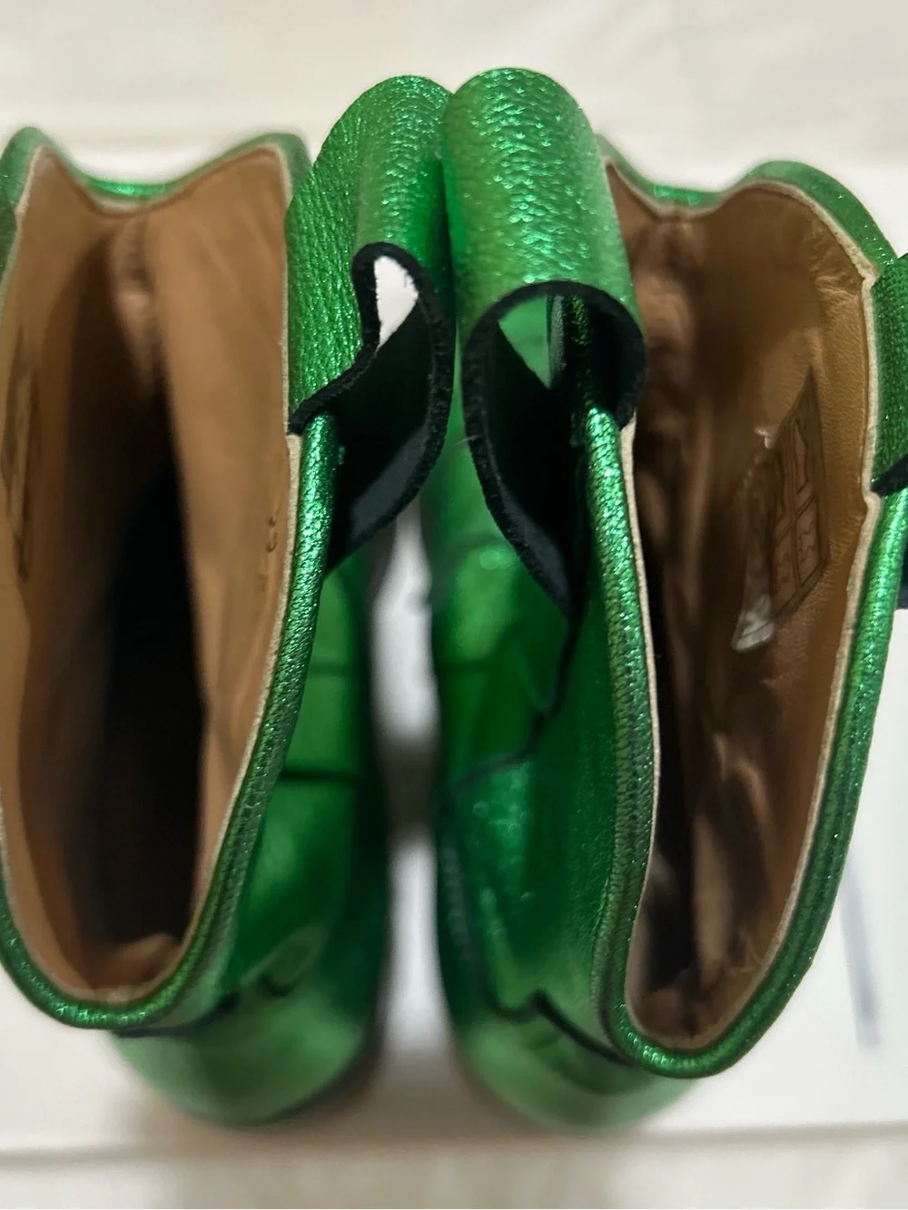 Maison Mangostan Metallic CITRON Green leather Cowboy Boots EU 29 | US 12